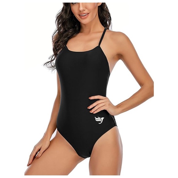 Black One Piece Racerback Swimsuit Small - Picture 2 of 8